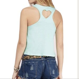 Tobi Cristabel Mint Heart Cutout Crop Top